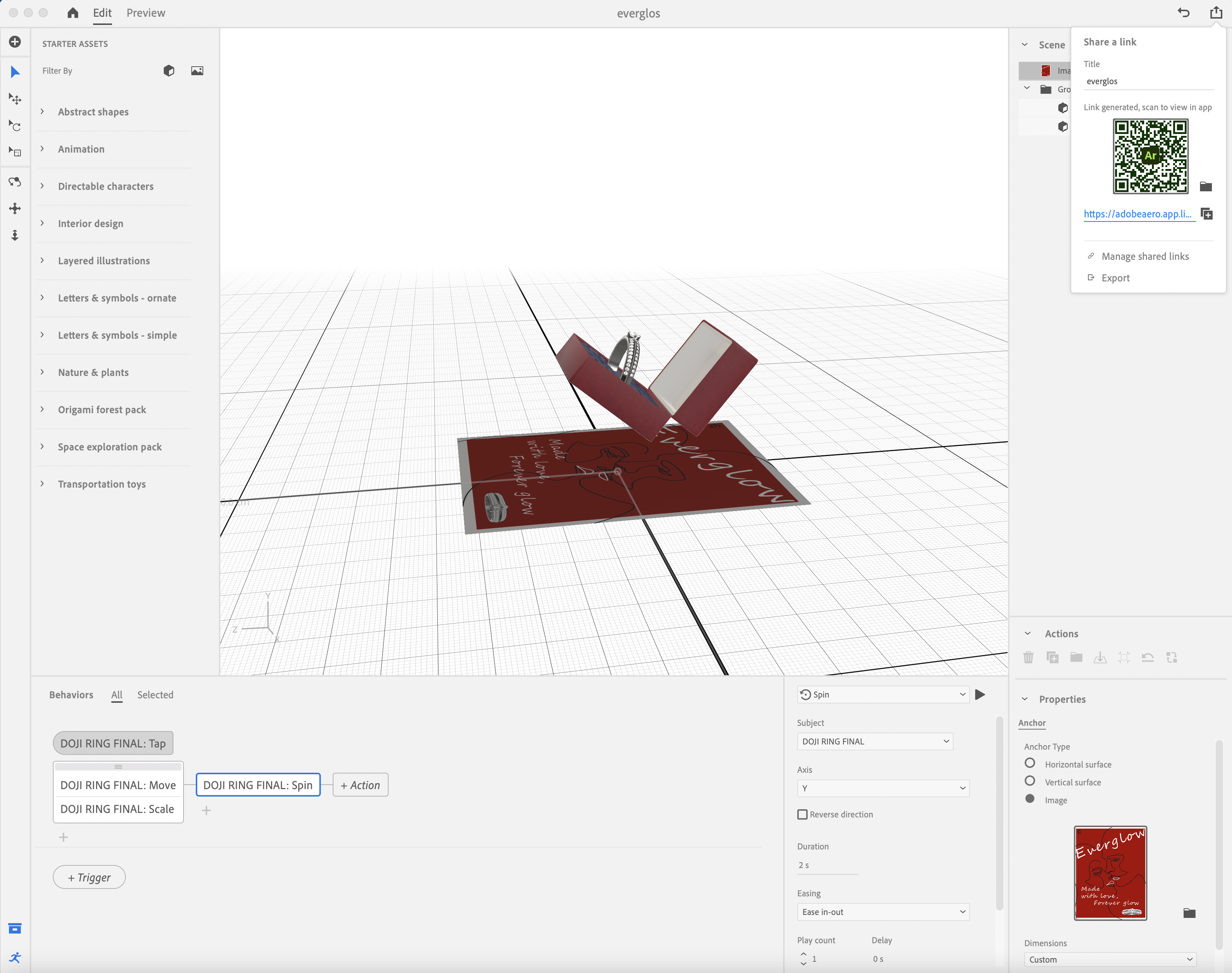 ring box and poster on adobe aero