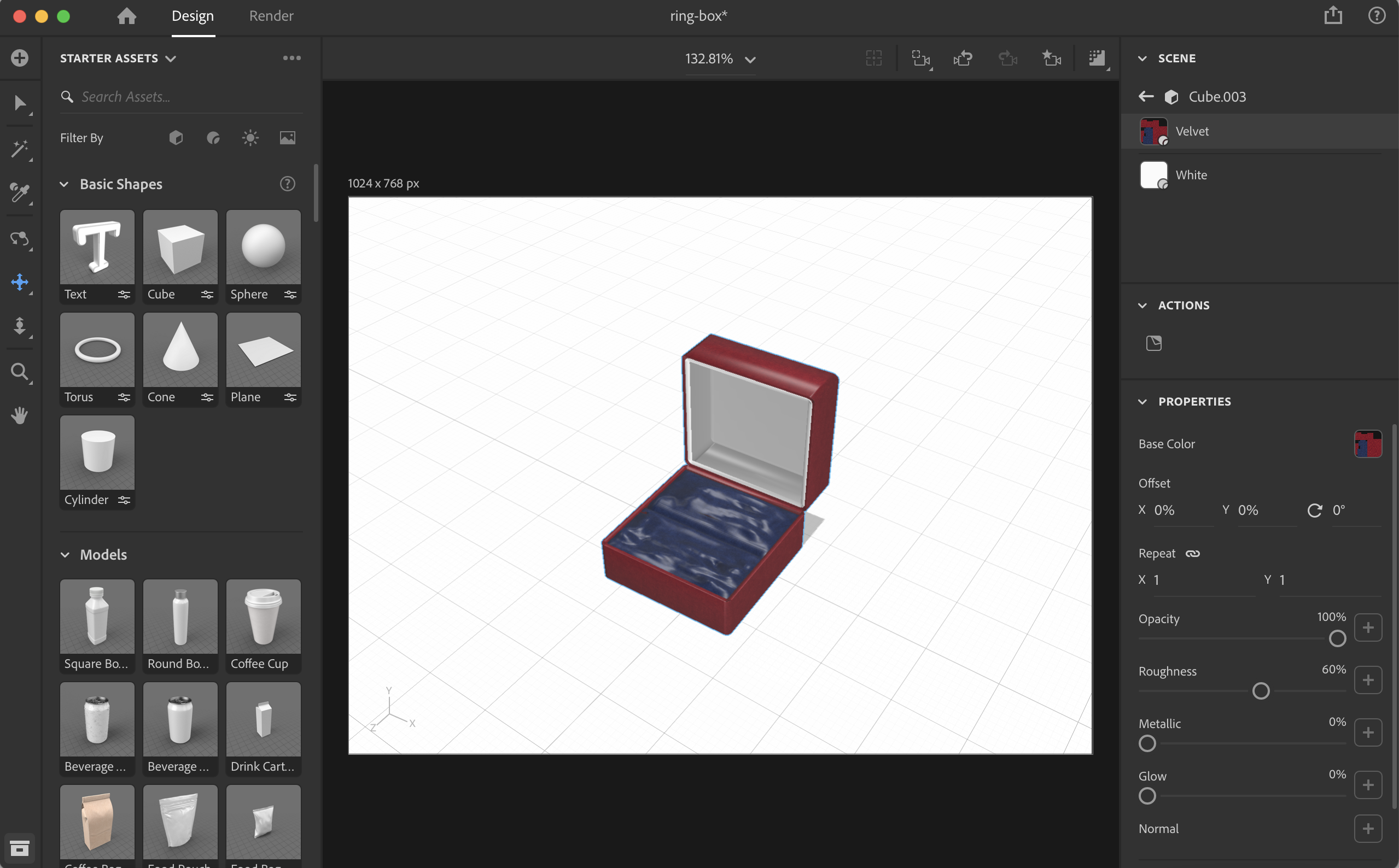 ring box on adobe dimension